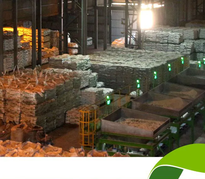 NutriMaster warehouse stacked with finished fertiliser product
